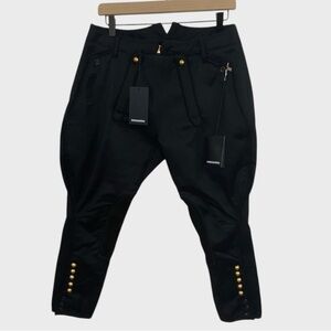 Dsquared2 NWT $1,120 Black Wool Suede Equestrian Baggy Trousers Size 40